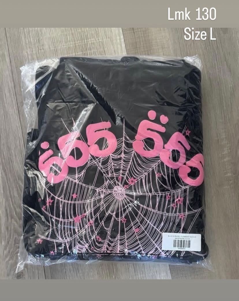 Black Sp5der Angle Number Hoodie