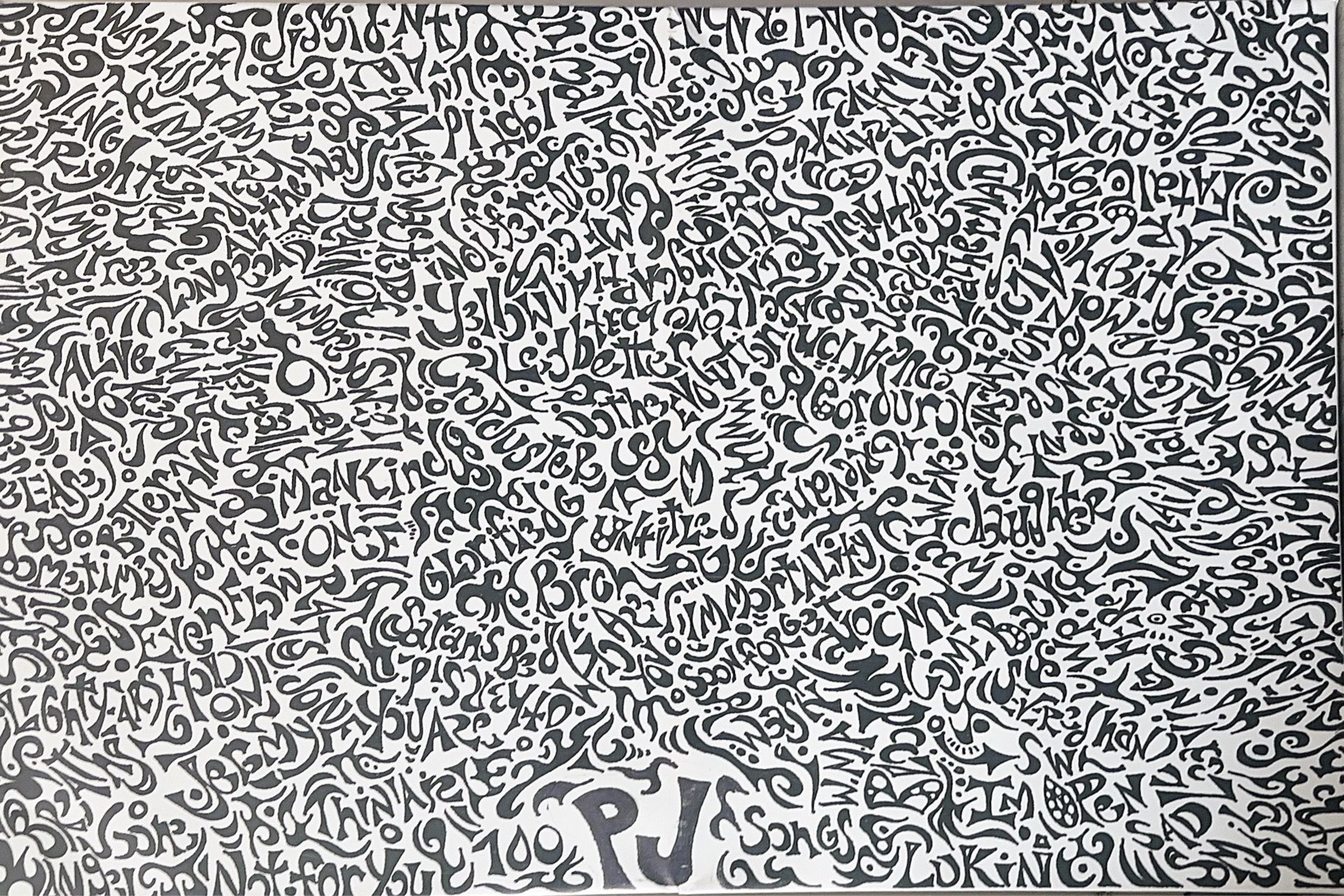 Large Pearl Jam Canvas Wall Art – 47” x 31” (Every Song Title Hand-Drawn Design)