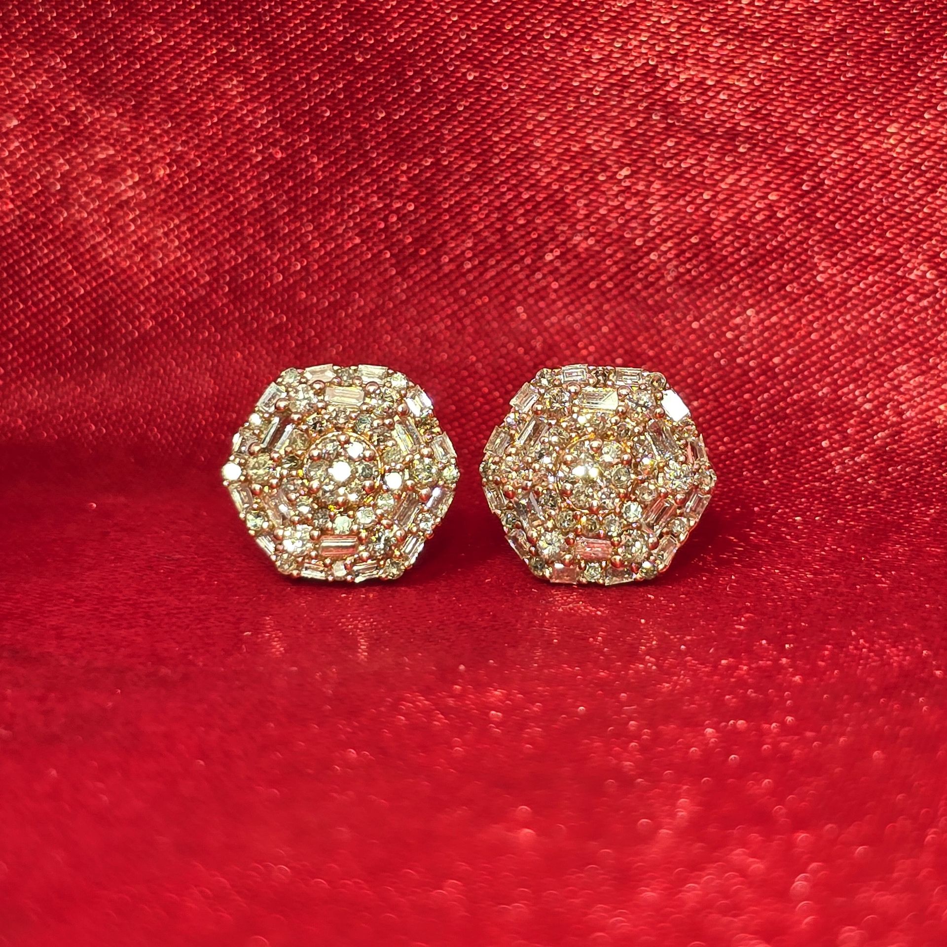 14k Rose Gold Diamond Vintage Earrings 0.69 ctw