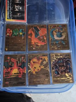 Pokemon cards (GOLD) and Batman cards