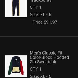 Men's Contrast Bands Trackpants & Zip Up Jacket XL.