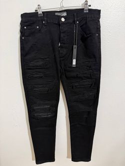 AMIRI BLACK DISTRESSED RIPPED DENIM JEANS NEW COLLECTION