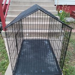 Wire Pet House Shaped Cage 2 Door Top and Side Entry 48" × 29" × 39"