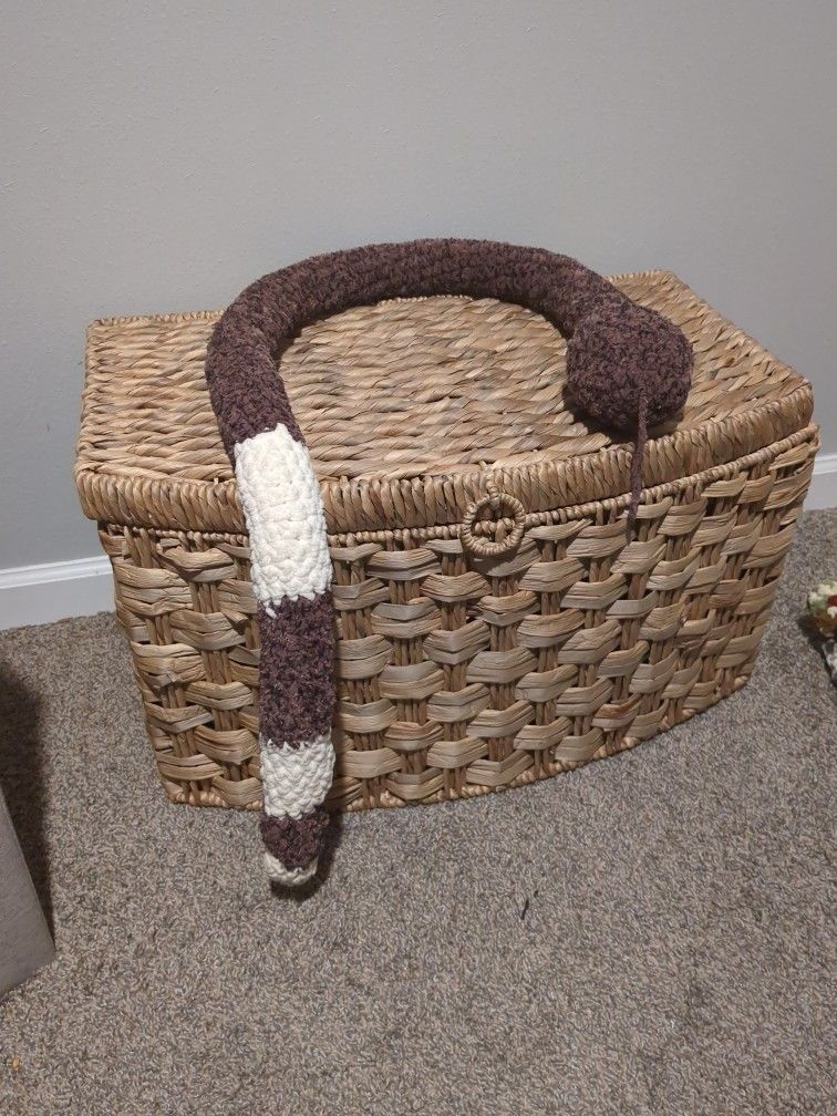 Handmade crochet brown and white snake