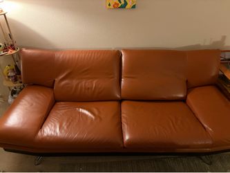 Vintage Nicoletti Brown Leather Sofa