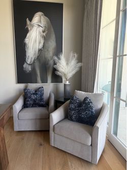 Bernhardt Gray Velvet Accent Swivel Chairs (2)