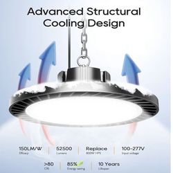 350W UFO LED High Bay Light,8 Pack Super Bright High Bay Led Shop Lights,52500 Lumens UFO High