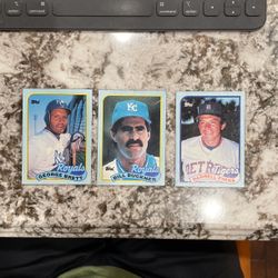 1989 Topps Box Bottom George Brett, Bill Buckner,Darrell Evans A,B,C