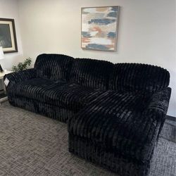 🎀NEW👌MIDNIGHT-MADNESS ONYX 2-PIECE RAF SECTIONAL SOFA WITH CHAISE