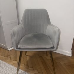 Gray Desk / accent Chair With Gold Legs 
