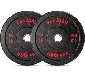 Pair of 15 lb. High Bounce Bumper Plates Hi-Temp 2 inch