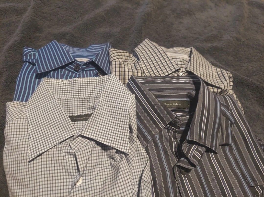 Ermenegildo Zegna Men's 4 Dress Shirts Size Large Italian Designer