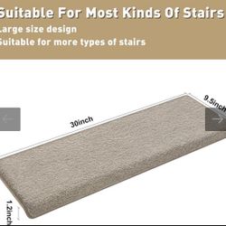 PURE ERA Carpet Stair Treads Ultra Plush 9.5" X 30"Soft Bullnose Indoor Stair Protectors Pet-Friendly Non-Slip Skid Resistant Tape Free Washable Reusa