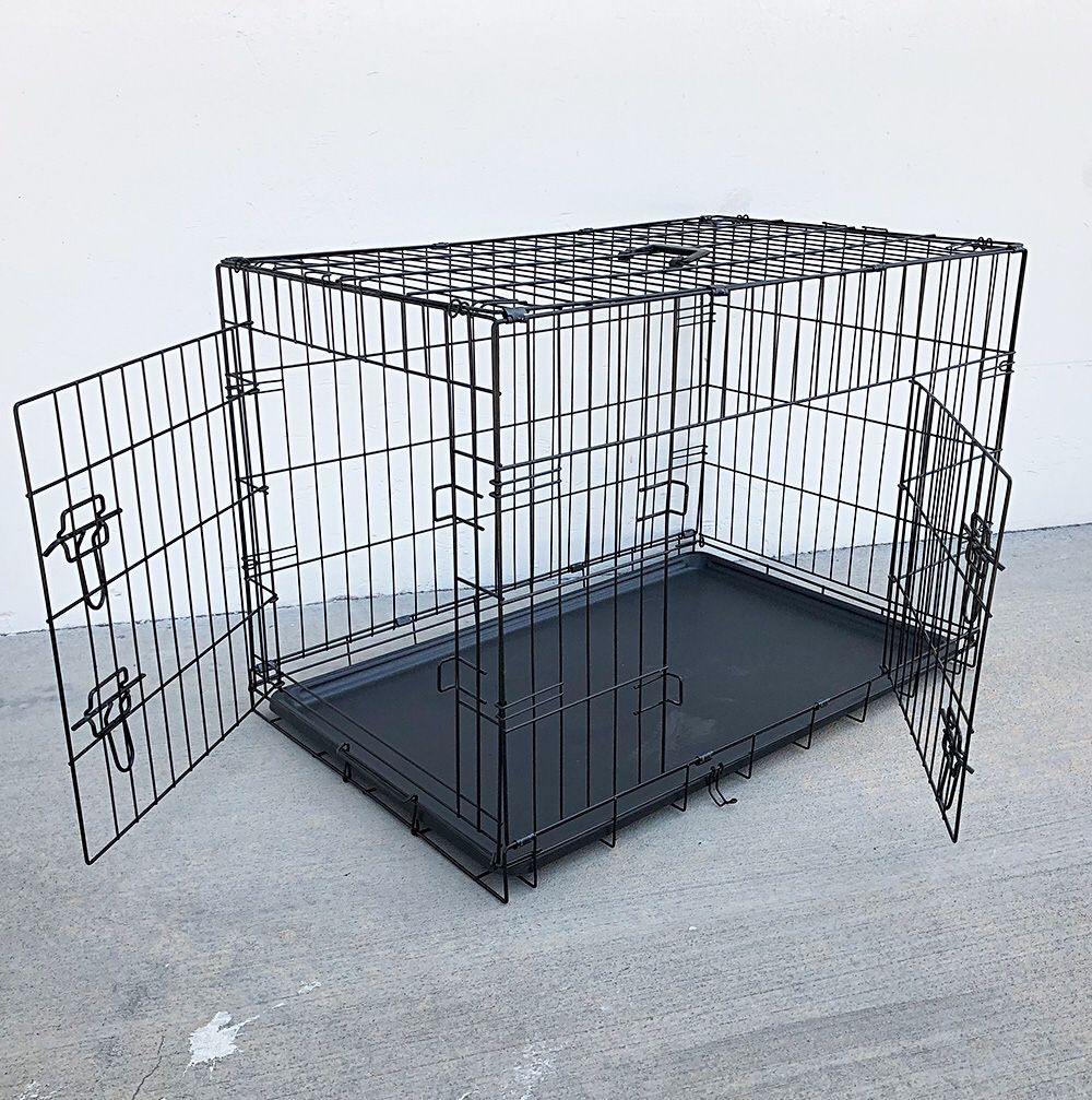 New $45 Folding 36” Dog Cage 2-Door Pet Crate Kennel w/ Tray 36”x23”x25”