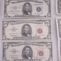1963  Five Dollar Bills Red Seal Note