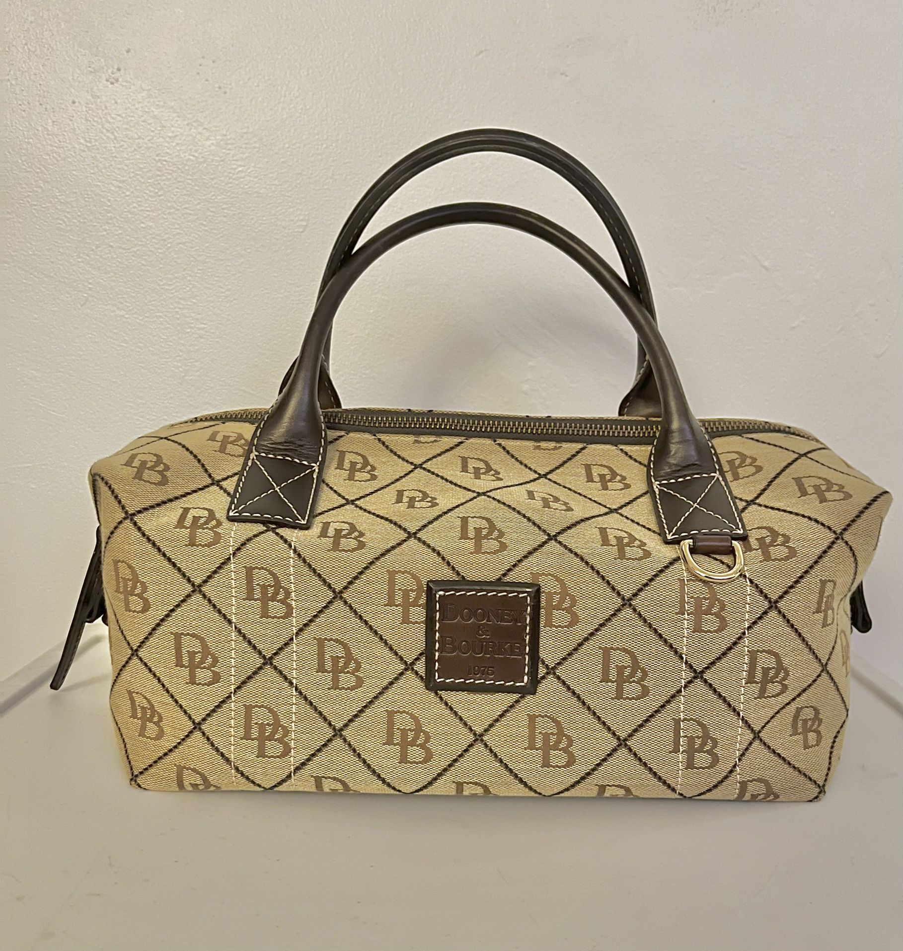 Dooney Bourke Canvas Leather Duffle Bag Brown/Tan