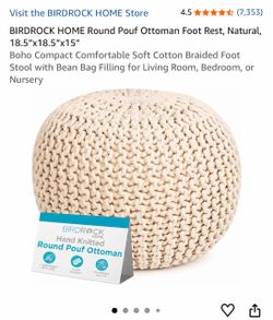 Birdrock Home Round Knit Pouf Ottoman