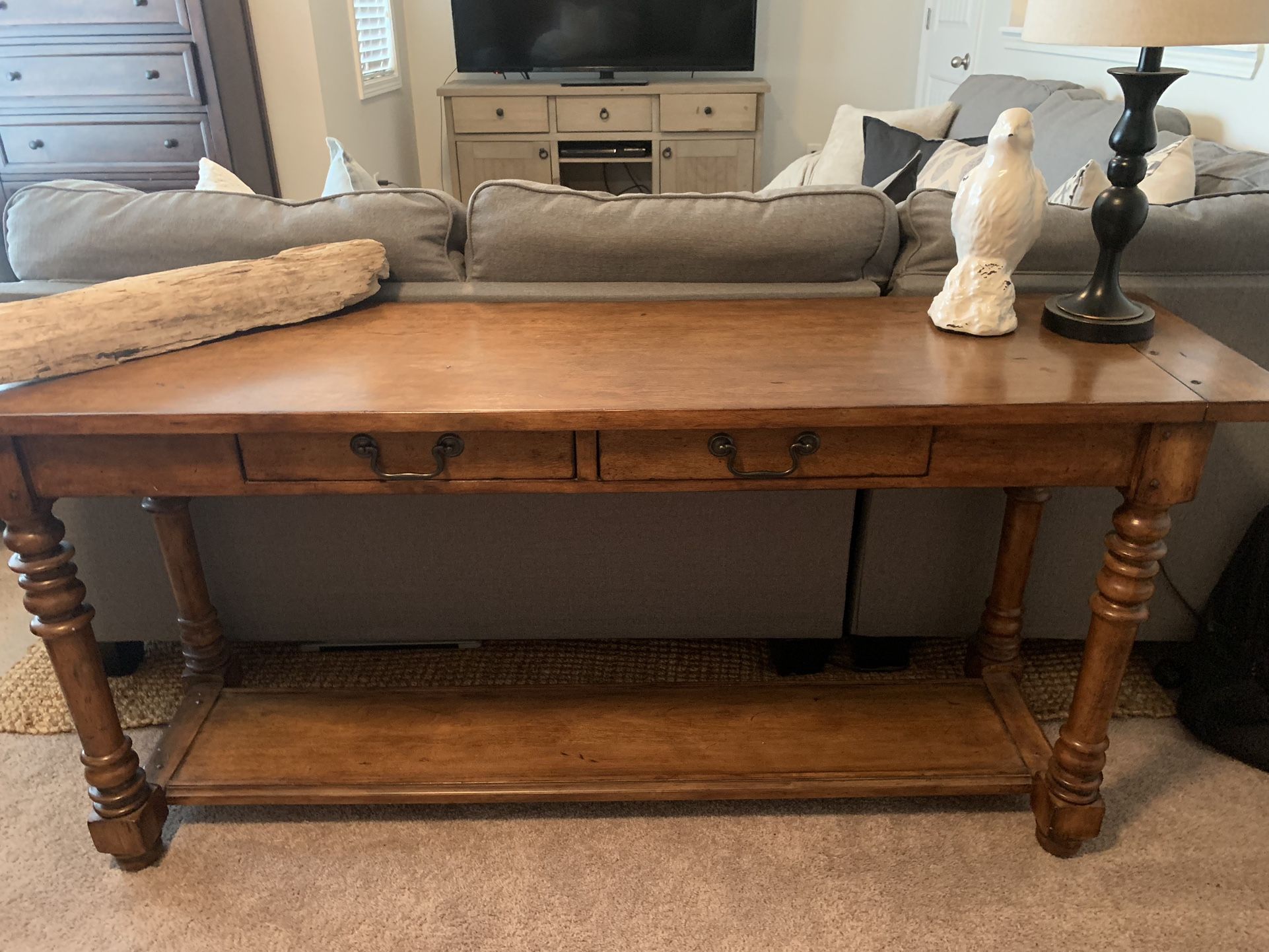 Pottery Barn Hyde Solid Wood 2-drawer console sofa entryway table