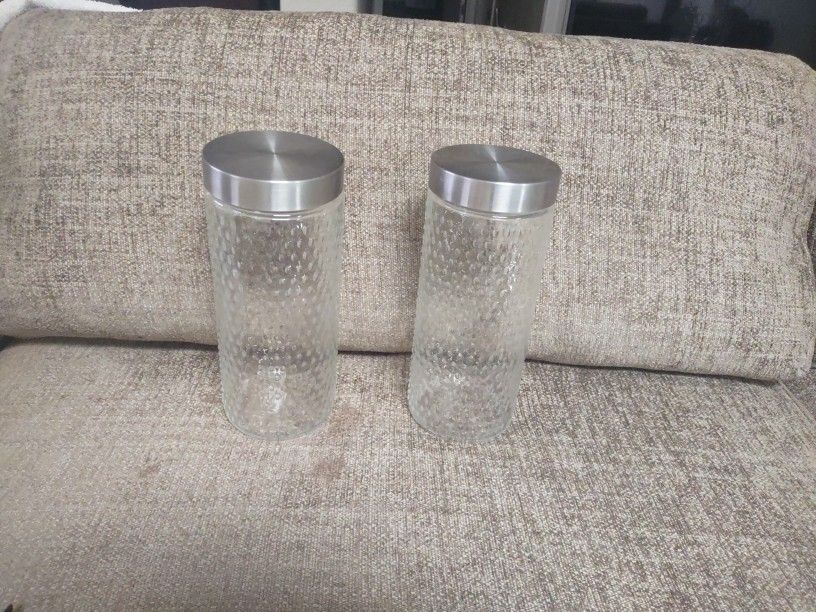 Glass Canisters With Little Bumpy Glass Design. Flawless.