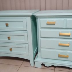 Creamy Mint Green Nightstand Set