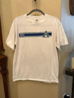 Vtg Fruit of the Loom White Atlas America Graphic T-Shirt Size Large-Fit Small