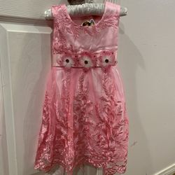 Baby girl white/pink/peachy orange dress with flowers