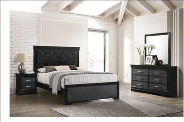 Black velvet bedroom set with diamonds