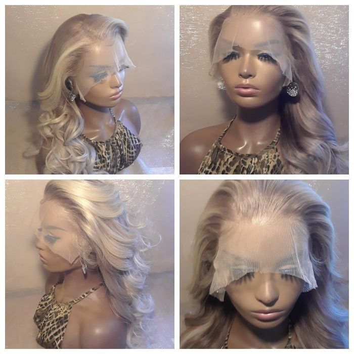 Dark ASH Blonde Root Ombre Lace Front Hair Replacement Wig