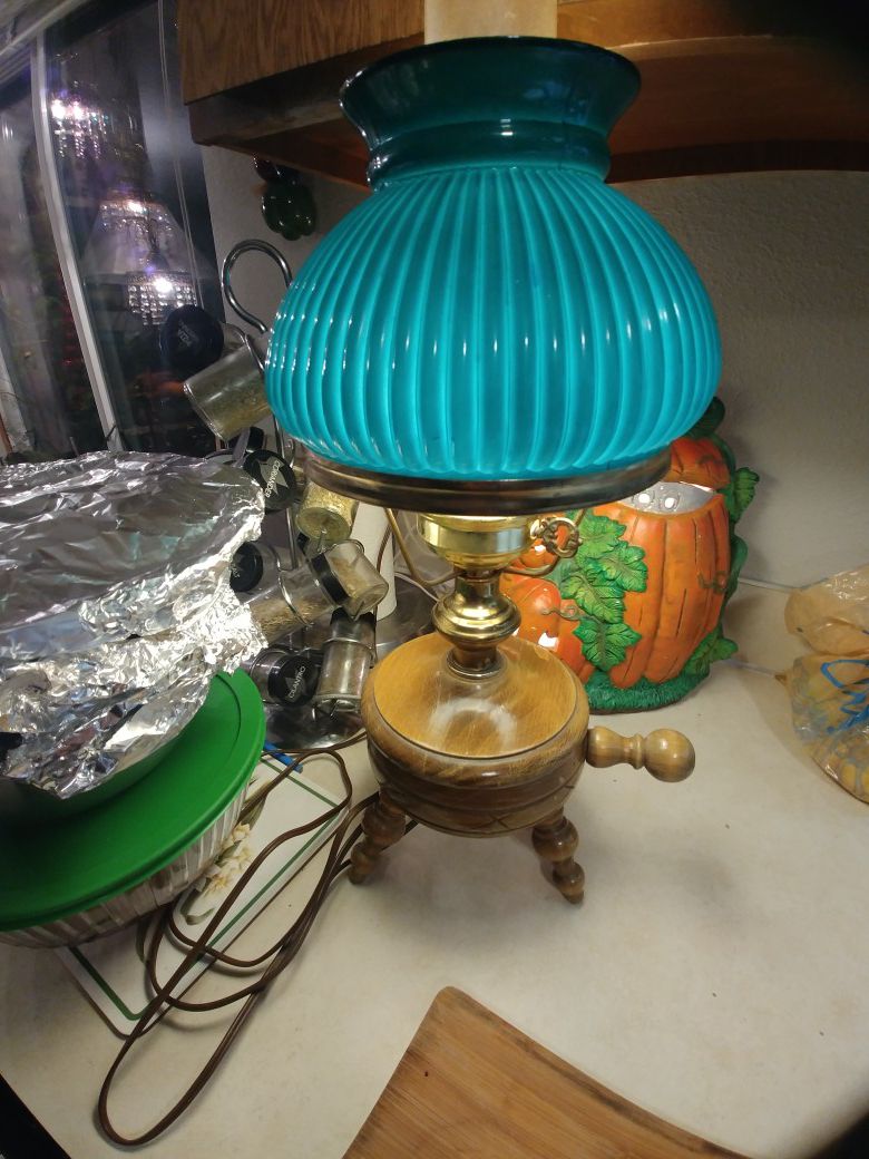 Vintage green glass lamp
