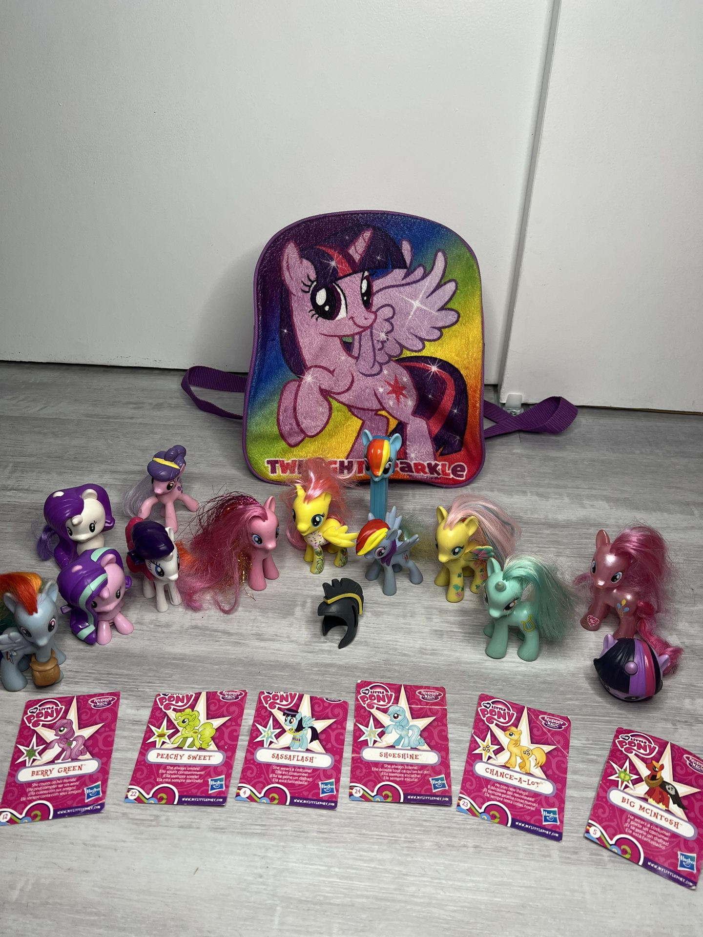 My little pony mini backpack and unicorn toys 