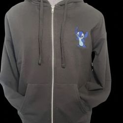 Stitch embroidered zip up hoodie