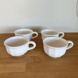 White Ceramic Tea/ Coffee / Soup Cups – Set of 4