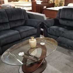 Brand New Black Or Brown Padded Suede Reclining Sofa + Loveseat 2PCs Set