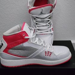 Girls Jordan 1 Flight (GS) Jumpman 23 Shoes 6.5Y Pink White Silver