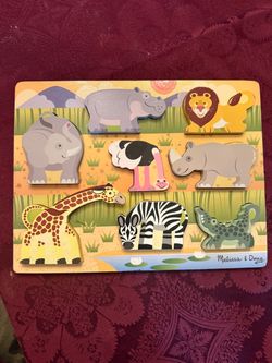 Melissa & Doug Safari Animals Wooden Peg Puzzle