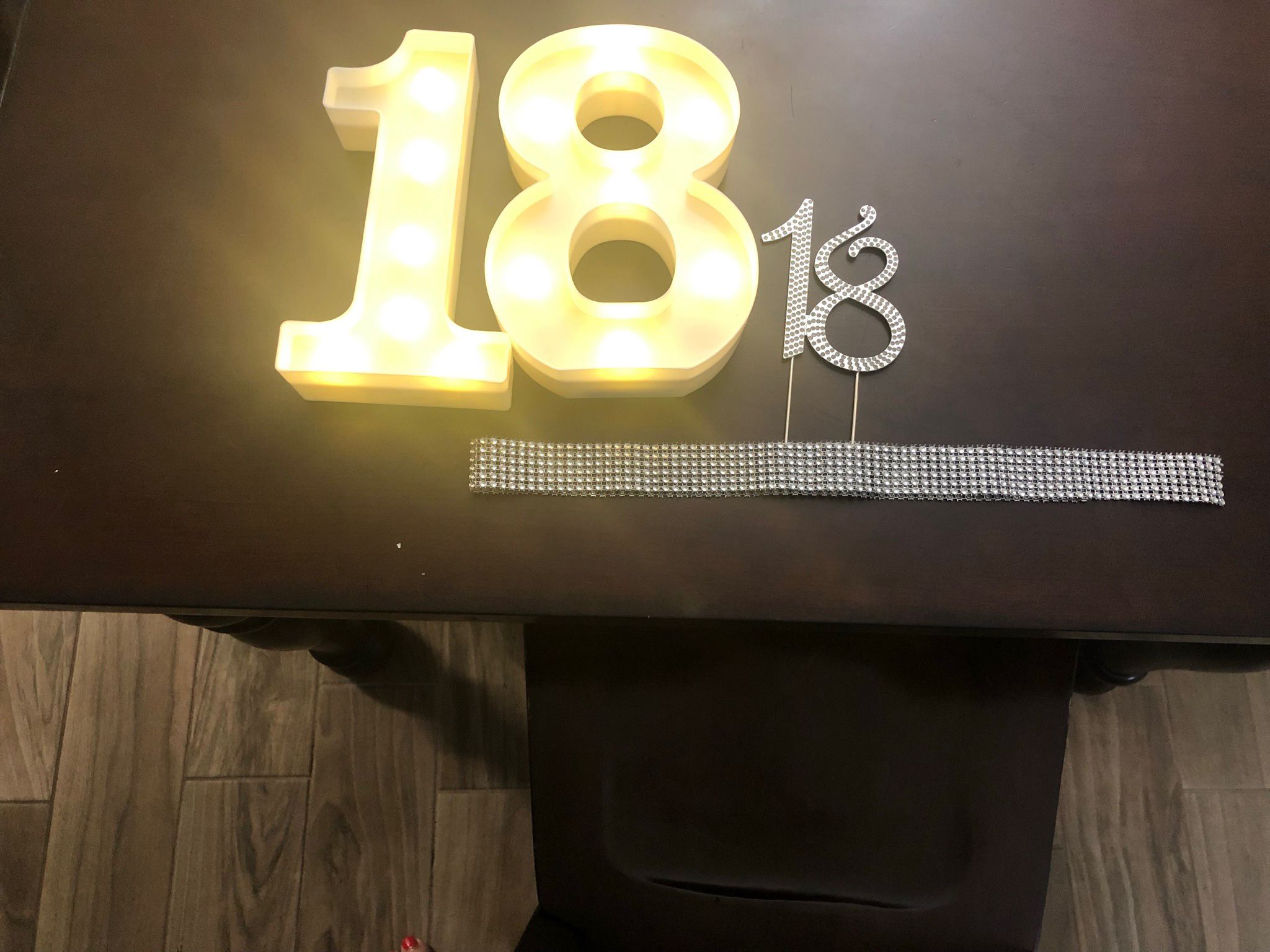 Rhinestone#18 Cake Topper And Rhinestone Ribbon, Lights Not Available