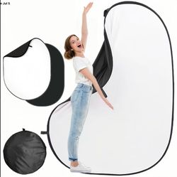 5 * 6.5 Ft Collapsible Backdrop Black White Pop Up Screen   New