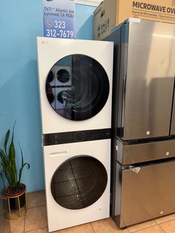 LG 2.4 cu.ft. Washer, 4.2 cu.ft Dual Inverter Heat Pump Ventless Electric Dryer l, WashTower