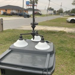 Antique brass lookin a three white smoked mini chandler 