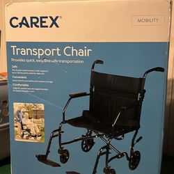 Foldable Steel Transport Wheelchair, 19" Padded Seat, 300 lbs, Black