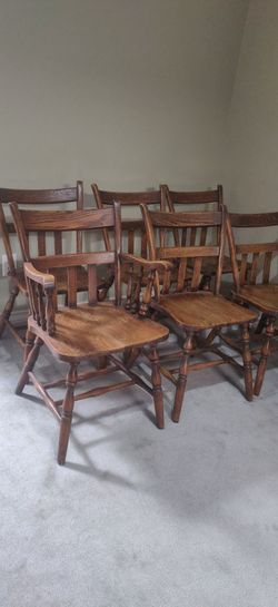 Set of 6 Wooden Oak dining Chairs