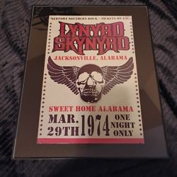Lynyrd Skynyrd Frame 11 in x 14 inch GLASS NEW 
