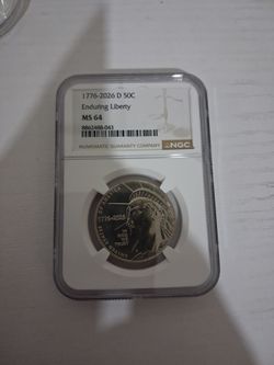 2026 graded half dollar coin in the case.