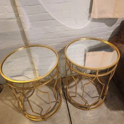Gold Mirrored Side Tables 