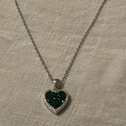 Green Heart Sterling Silver Necklace 