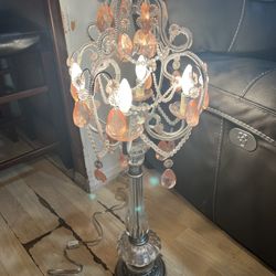 Pink Chandelier Table Lamp Acrylic Prism 33” Tall 