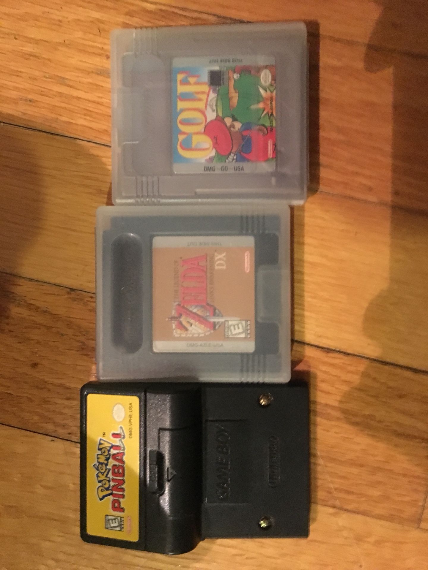 Gameboy Nintendo games ZELDA, Pokémon pinball, Mario golf party, vintage video games