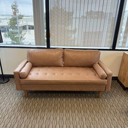 Aisha 70" Faux Leather Square Arm Loveseat