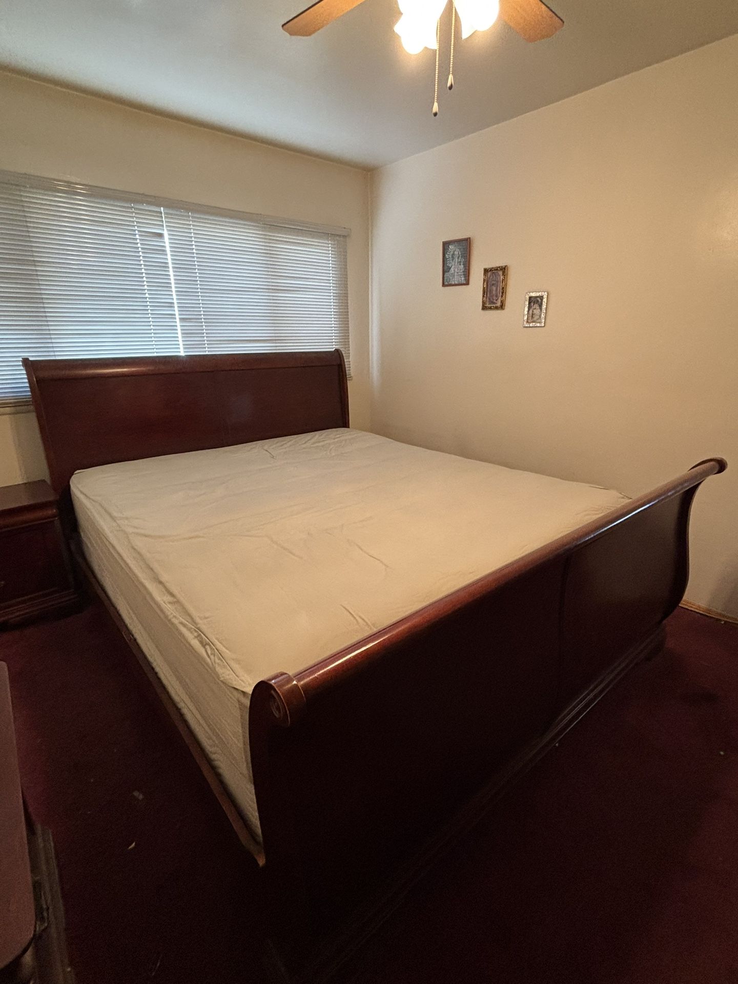 Wooden Cal King Bedframe + Mattress