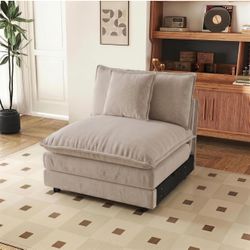 Chenille Modular Sofa Seat, Light Coffee